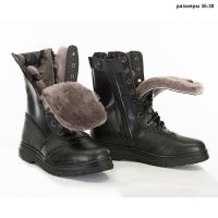 Ботинки зимние «Ратник» на молнии (натуральный мех, черный) - вид 5 миниатюра
